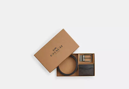 COACH - Boxed Card Case &amp; Belt Set in Signature Canvas
