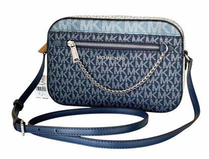 MK - Jet Set Large Metallic Signature Logo Crossbody Bag